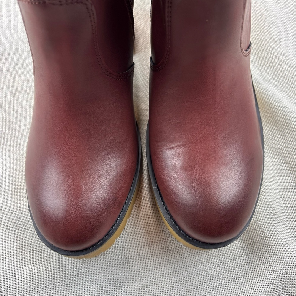 SUN STONE Womens Brown 1" Platform Lennii Round Toe Block Heel Booties 10M - Picture 6 of 10